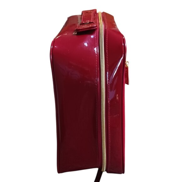 Estée Lauder Two-Tone Red Patent Leather Makeup Case – Structured Vanity Case - Picture 3 of 11